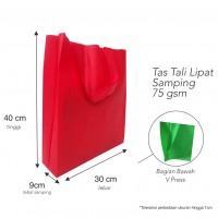 Tas Spunbond Press Bawah Lipat Samping dengan Tali Bahan Non Woven Spunbond 75gsm