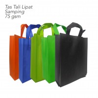 Tas Spunbond Press Bawah Lipat Samping dengan Tali Bahan Non Woven Spunbond 75gsm